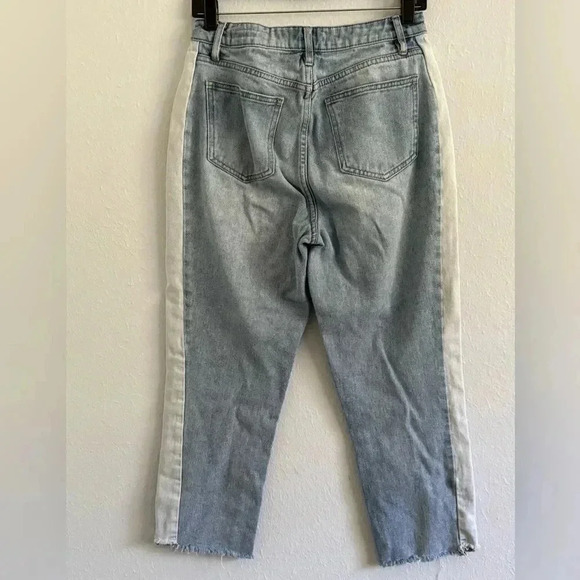 Pacsun Mom Jeans Two Tone Side Stripe Raw Hem Denim Cropped  Jeans Size 27 - Picture 2 of 11